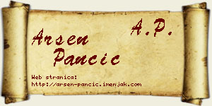 Arsen Pančić vizit kartica